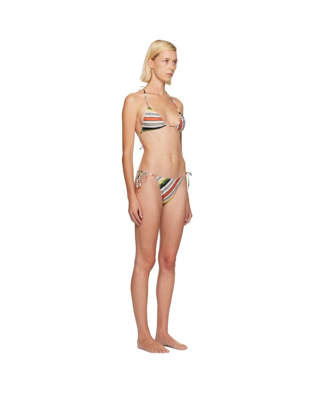 Jean Paul Gaultier Natural Printed Retro Stripe Bikini