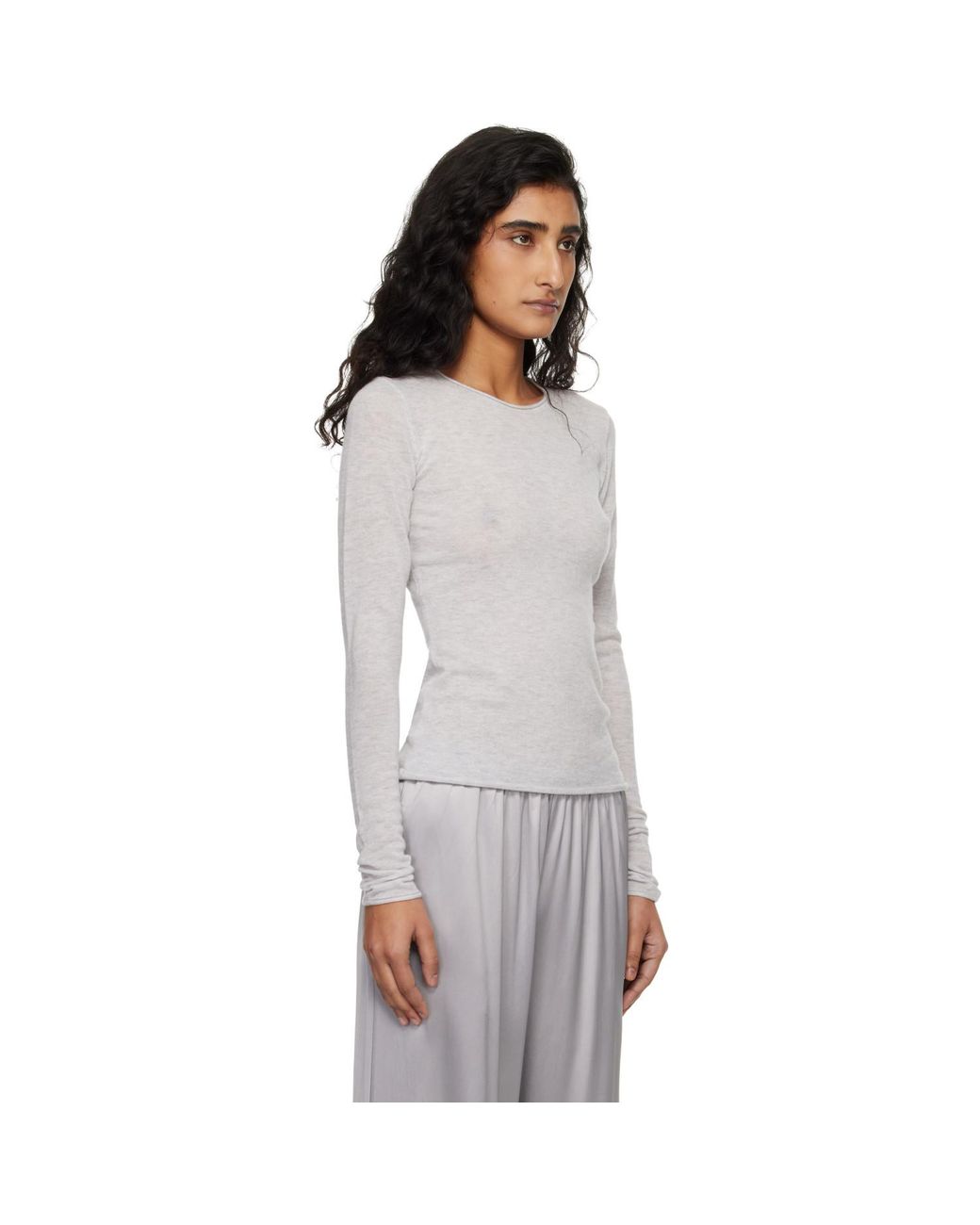 Skims Black Featherweight Cashmere Long Sleeve Top