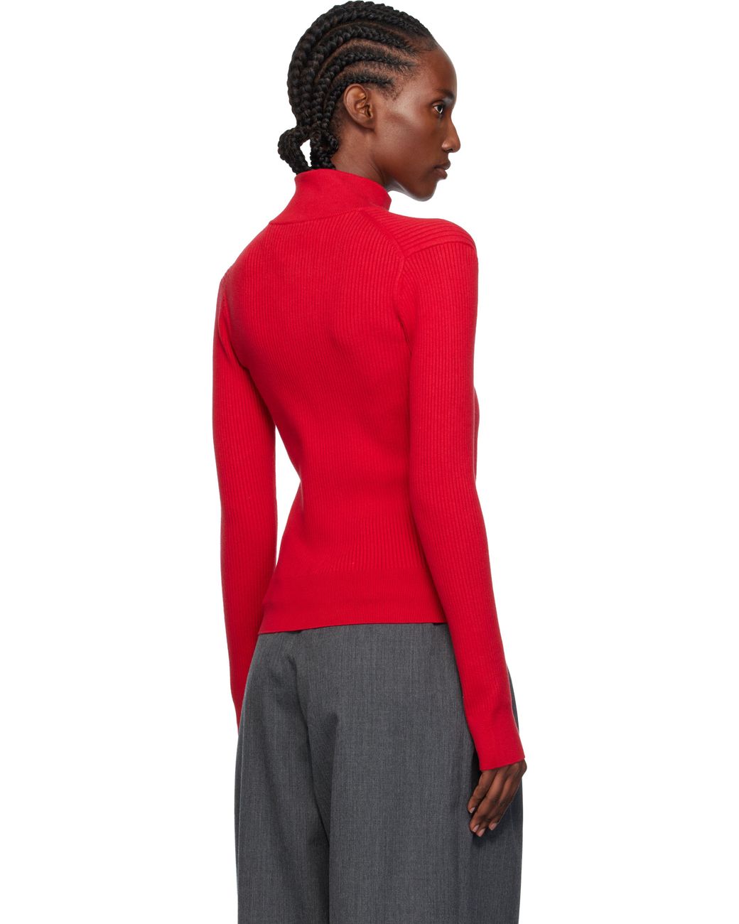 J.W. Anderson Red Fitted Zip Up Sweater