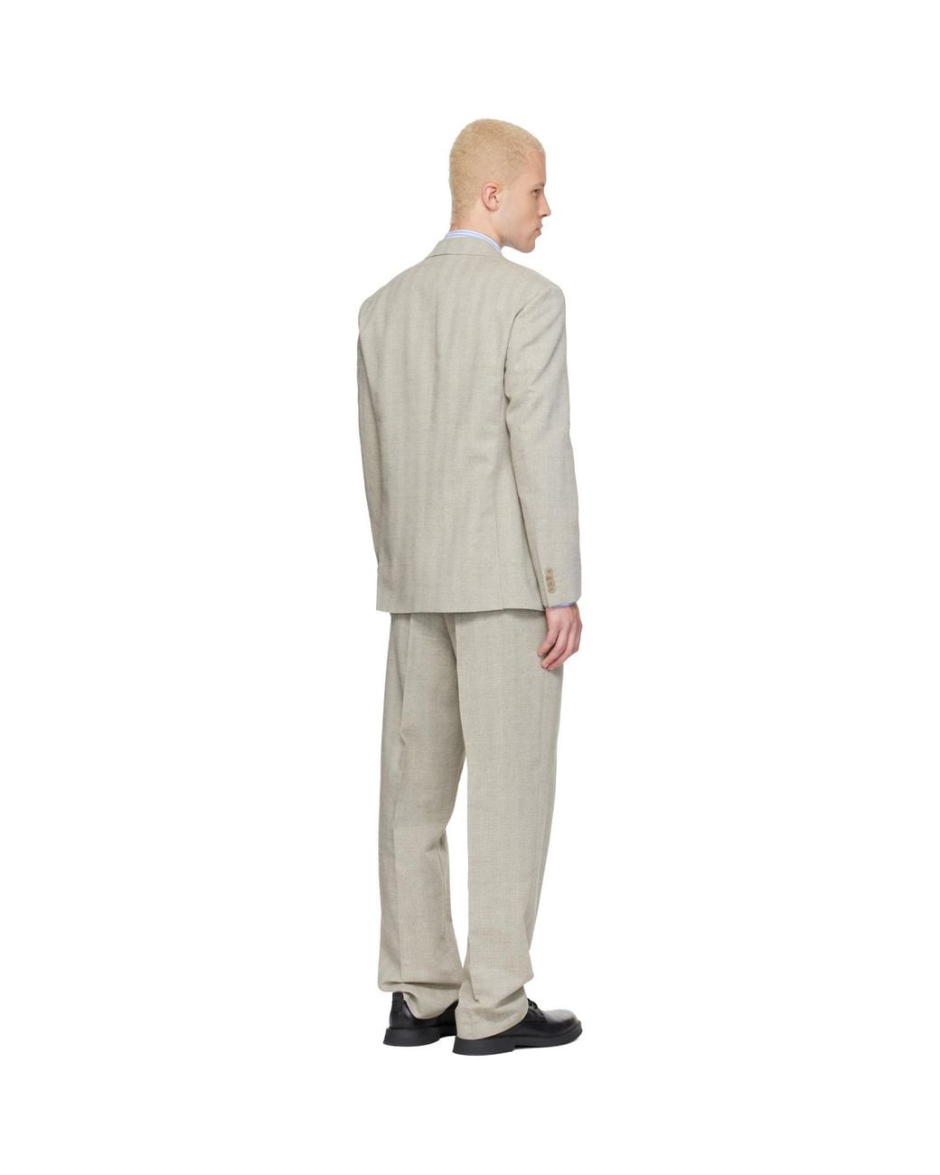 HUGO Gray Two-Piece Modern-Fit Herringbone Twill Suit for men