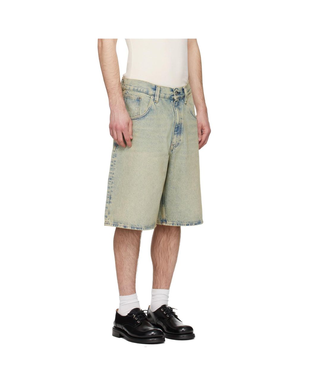 sunflower Green Super Wide Denim Shorts for men