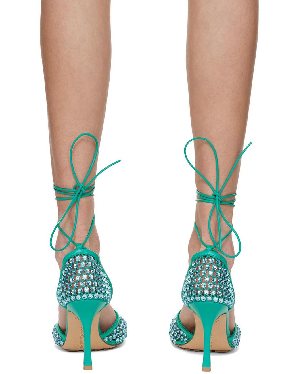 Bottega Veneta Multicolor Sparkle Stretch Web Heels