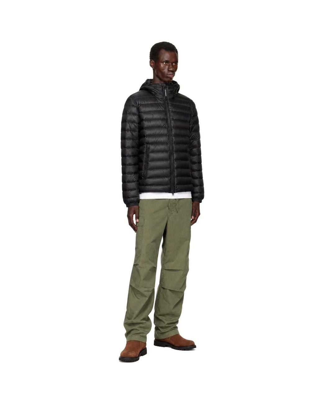 C P Company Black D.D. Shell Goggle Down Jacket for men