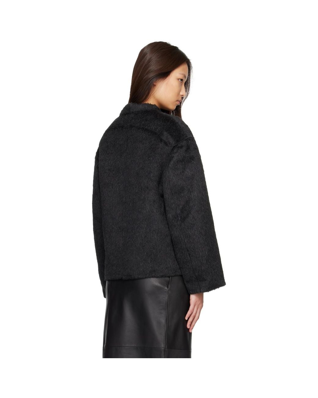 Loulou de Saison Black Wes Double Breasted Alpaca Jacket
