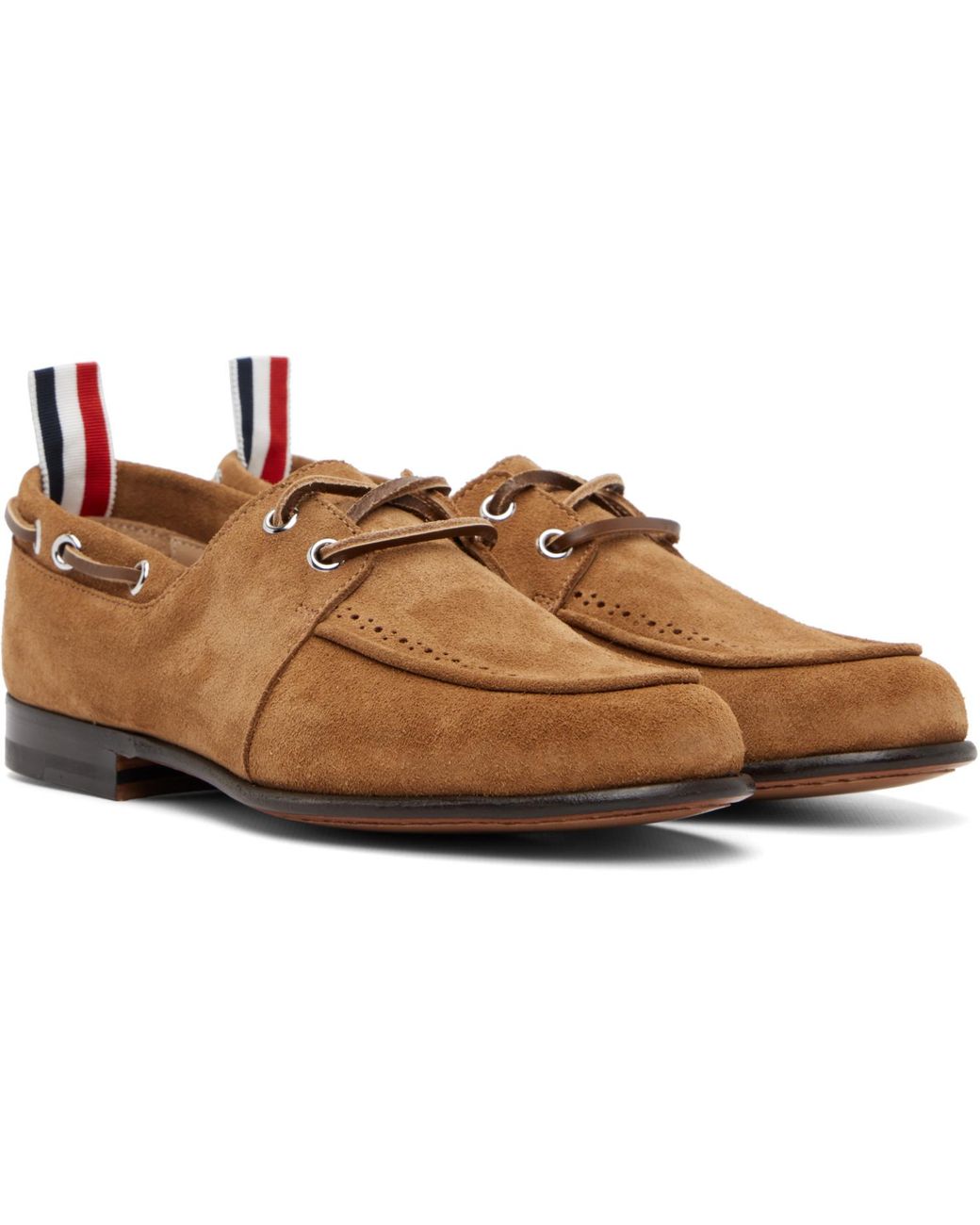 Thom Browne Brown Tan Suede Flex Leather Sole Boat Shoes