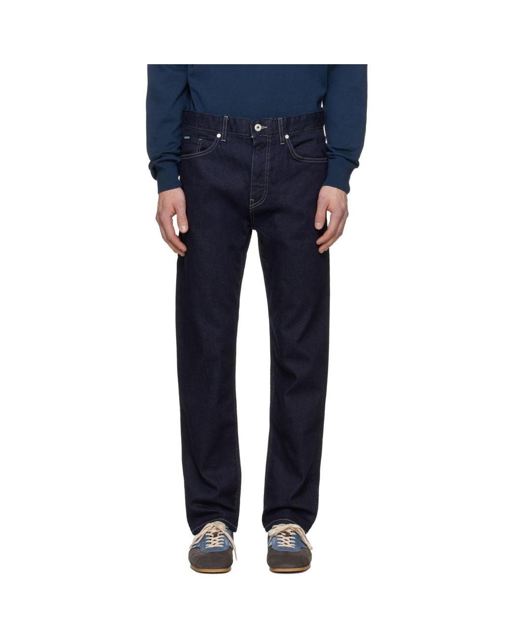 Boss Blue Straight-Fit Stretch Jeans for men