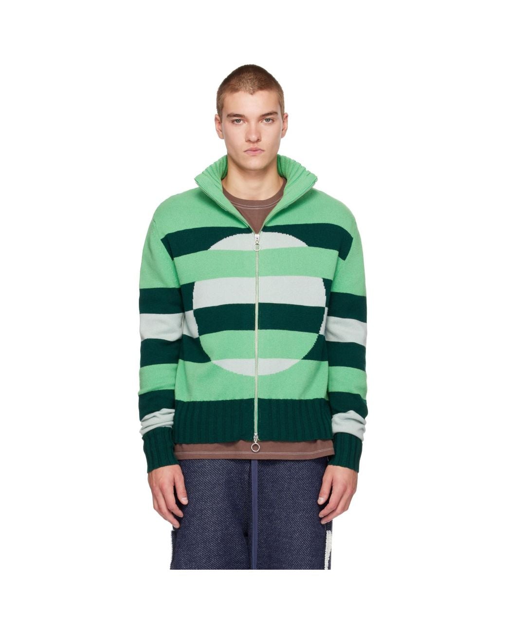 Edward Cuming Green Optical Vortex Window Sweater for men