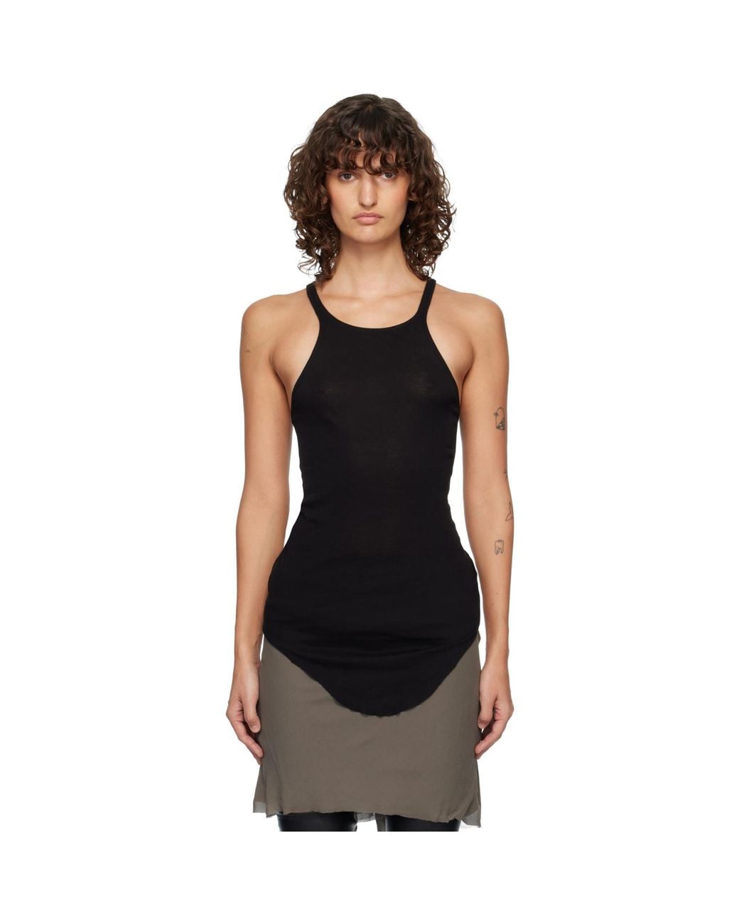 Rick Owens Black Temple Racer Back Tank Top