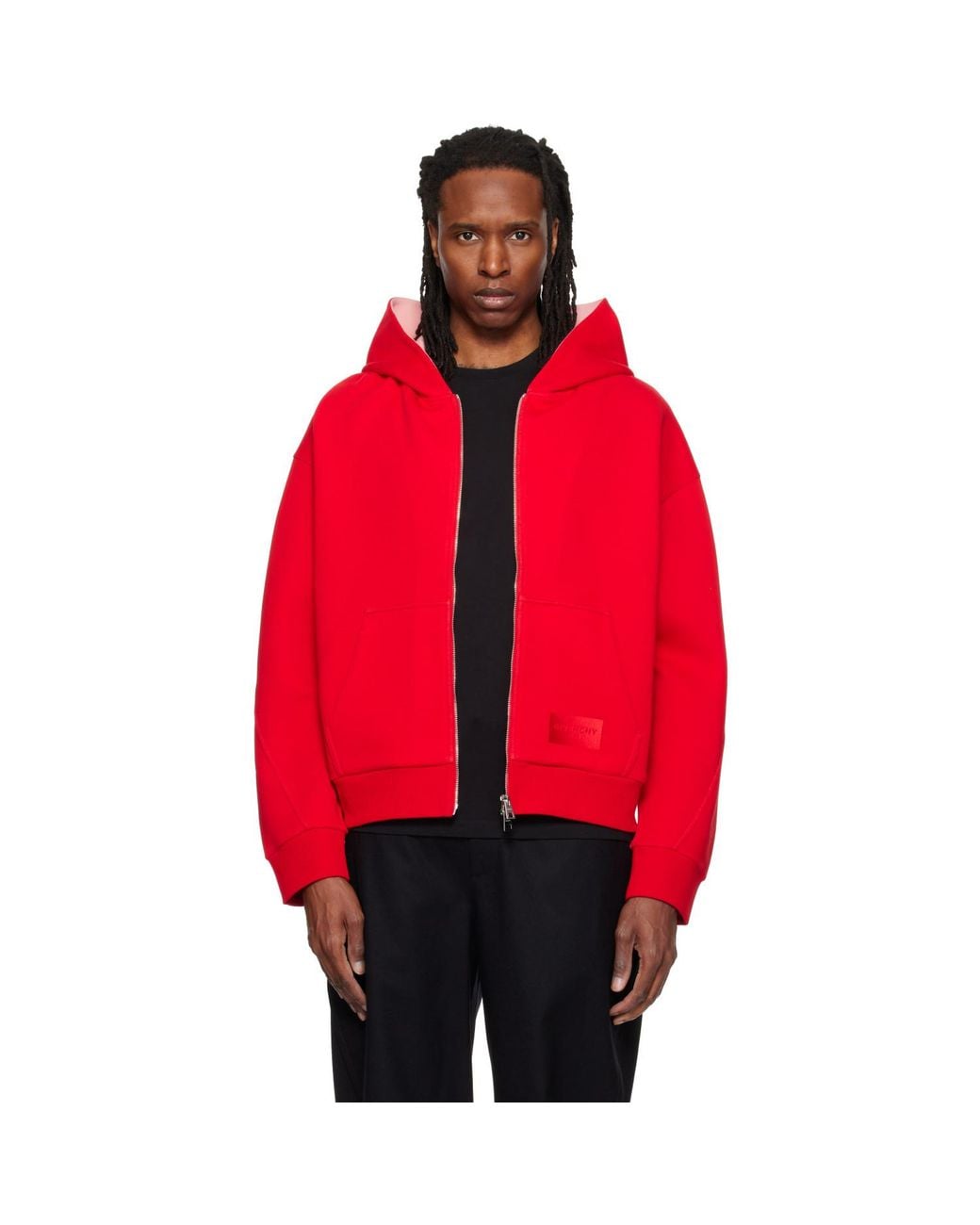 Givenchy Red Couture Seam Zipped Hoodie for men