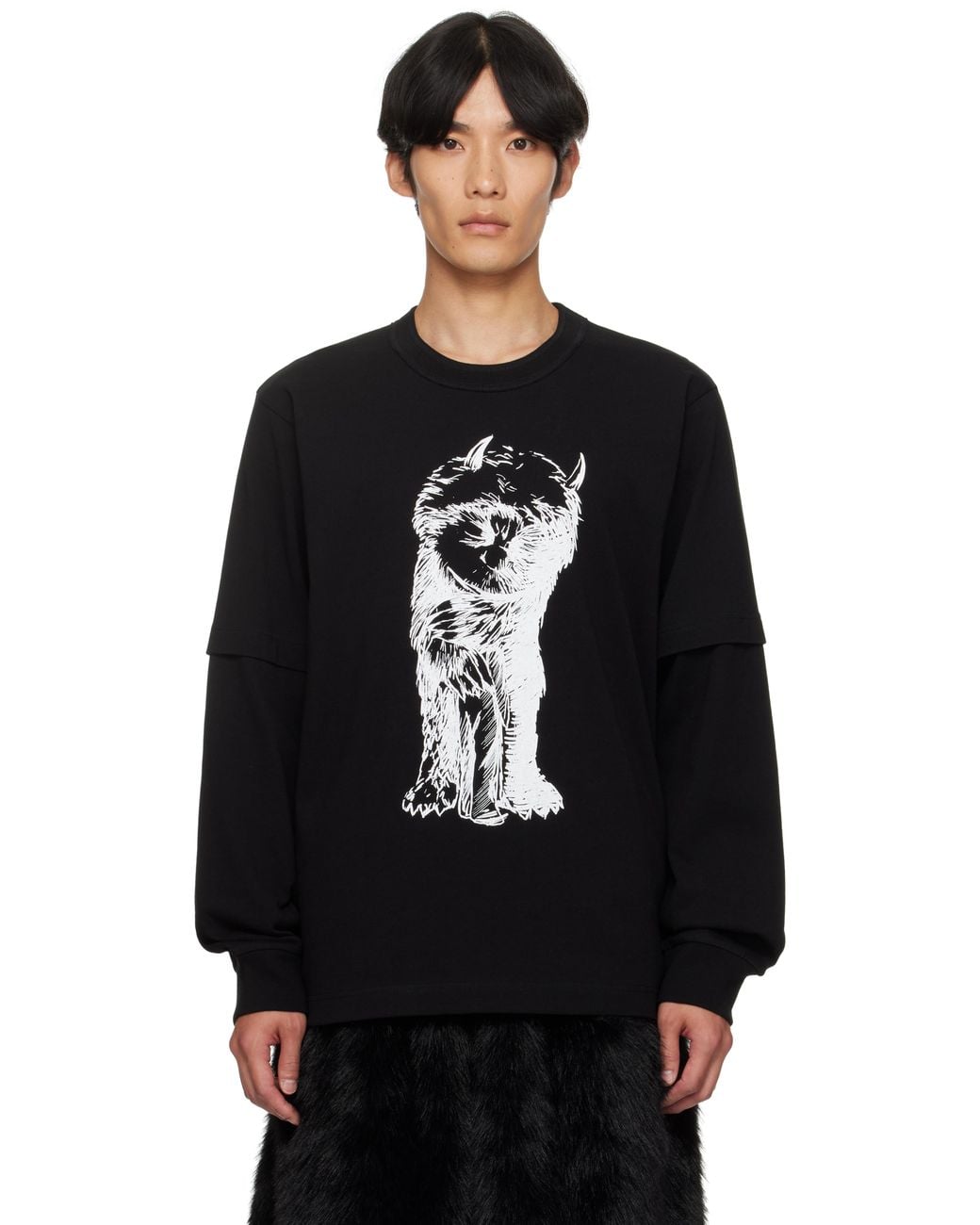 Sacai 'Where The Wild Things Are' Cotton T-Shirt in Black for Men