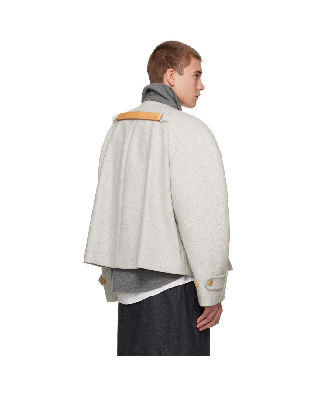Hed Mayner Gray Herringbone Coat for men