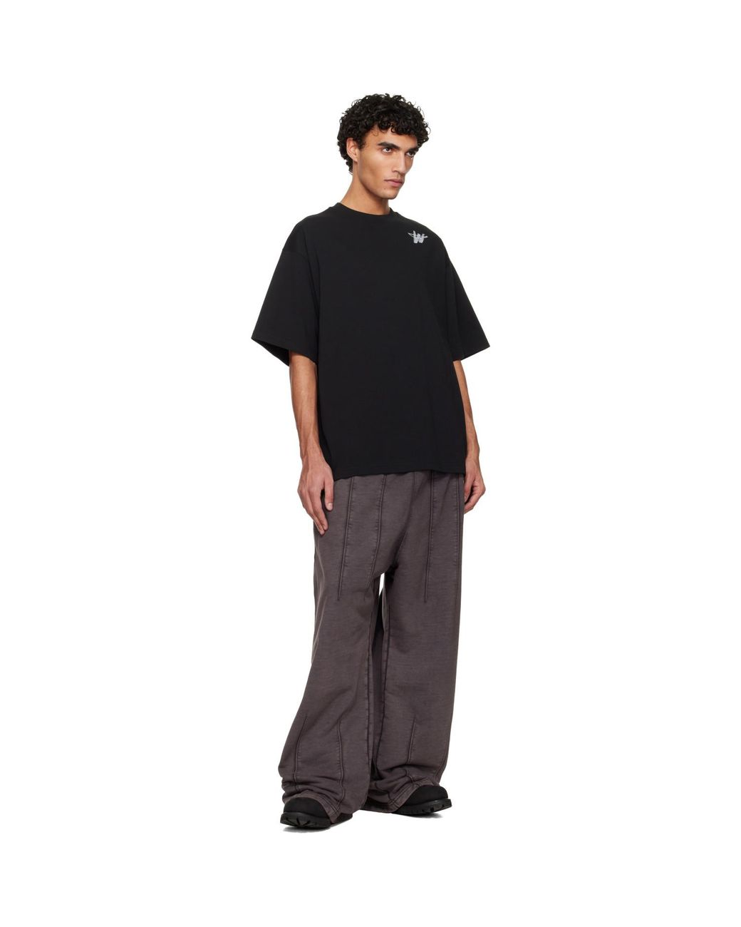 we11done Black 'Wd' Logo T-Shirt for men