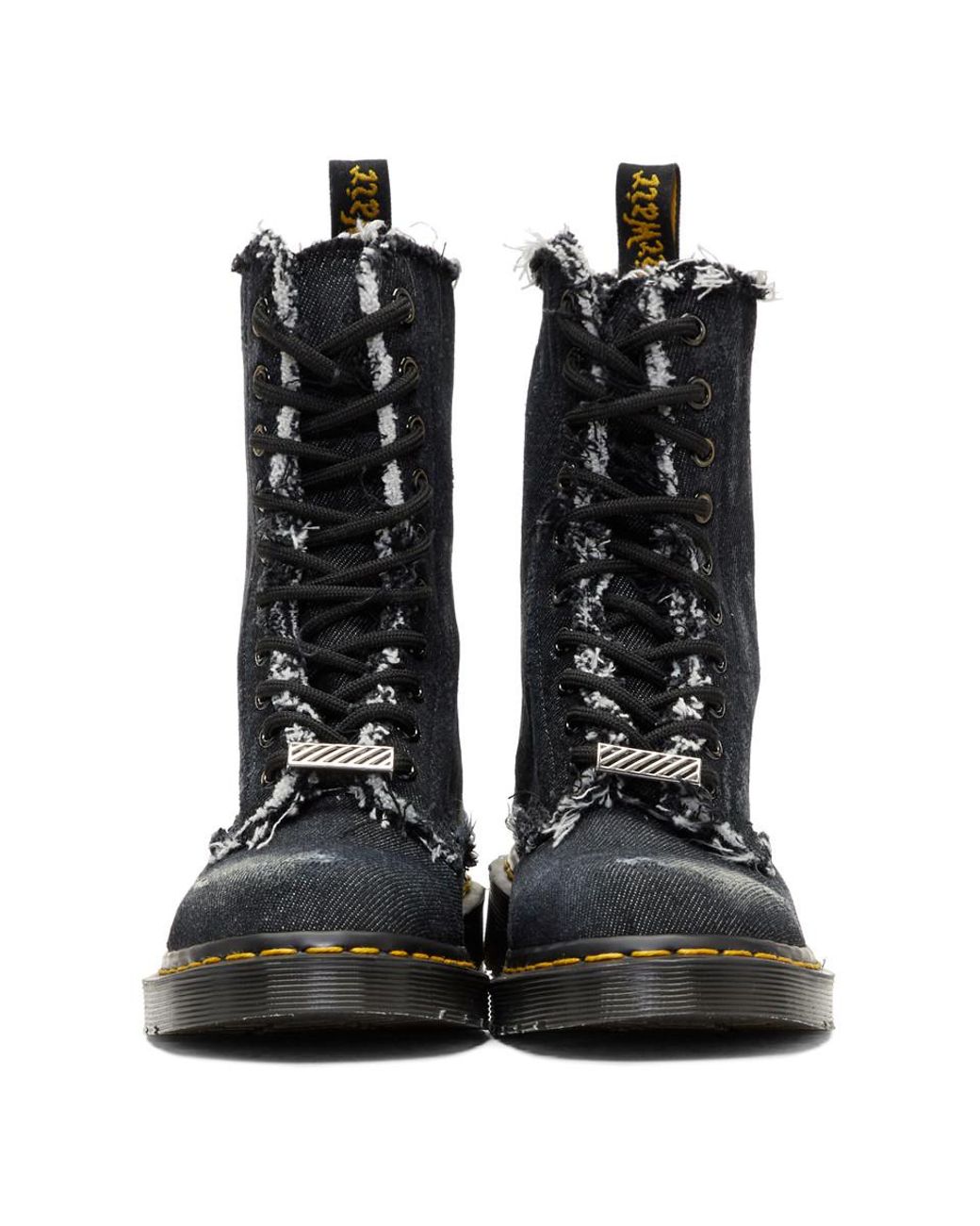 Off-White c/o Virgil Abloh Black Dr. Martens Edition Denim 1490 Boots | Lyst