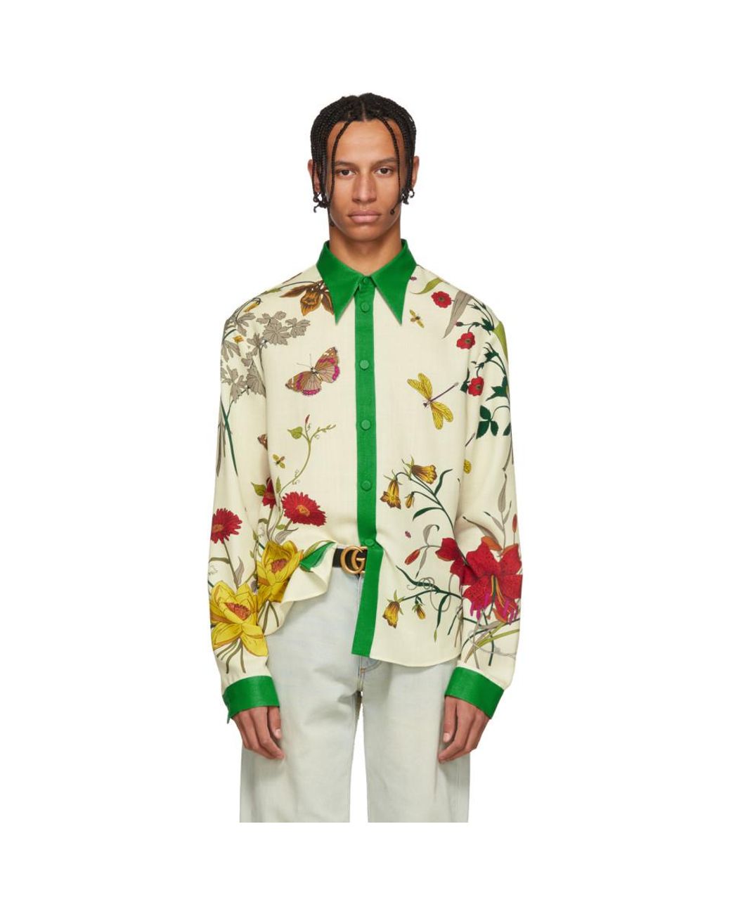 Chemise fleurie multicolore Shamrock Gucci pour homme en coloris Vert | Lyst