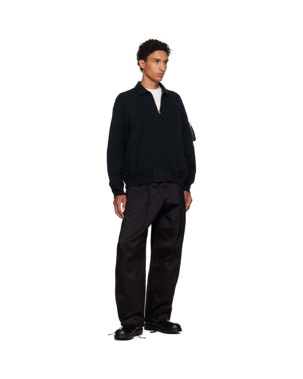 Sacai Black Sponge Sweat Polo for men