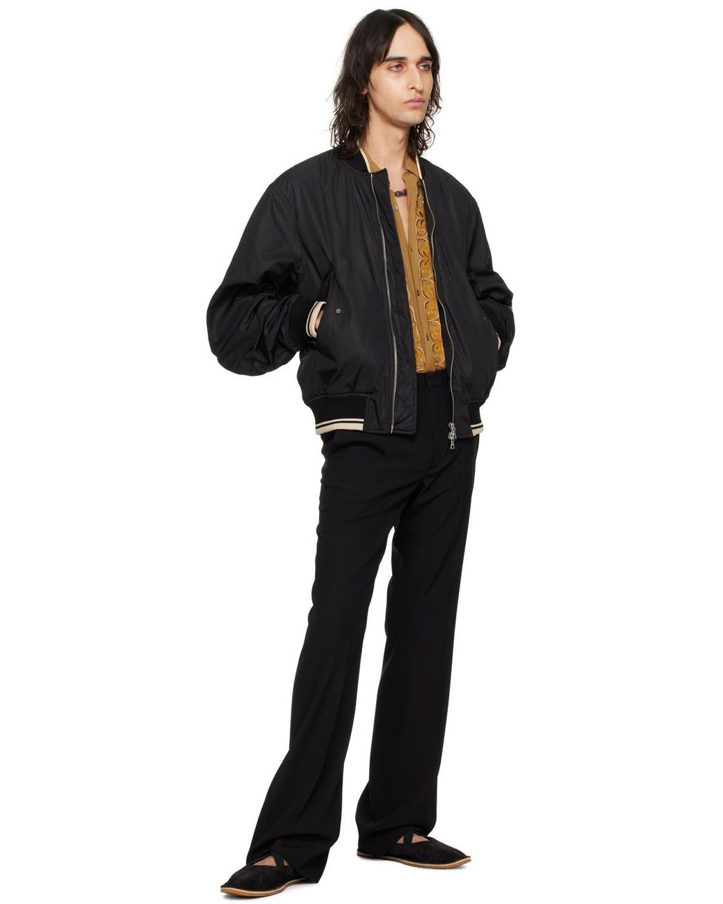 Dries Van Notten ジッパー ボンバージャケット Dries Van Notenのブラック パデッド ボンバージャケットがセール中