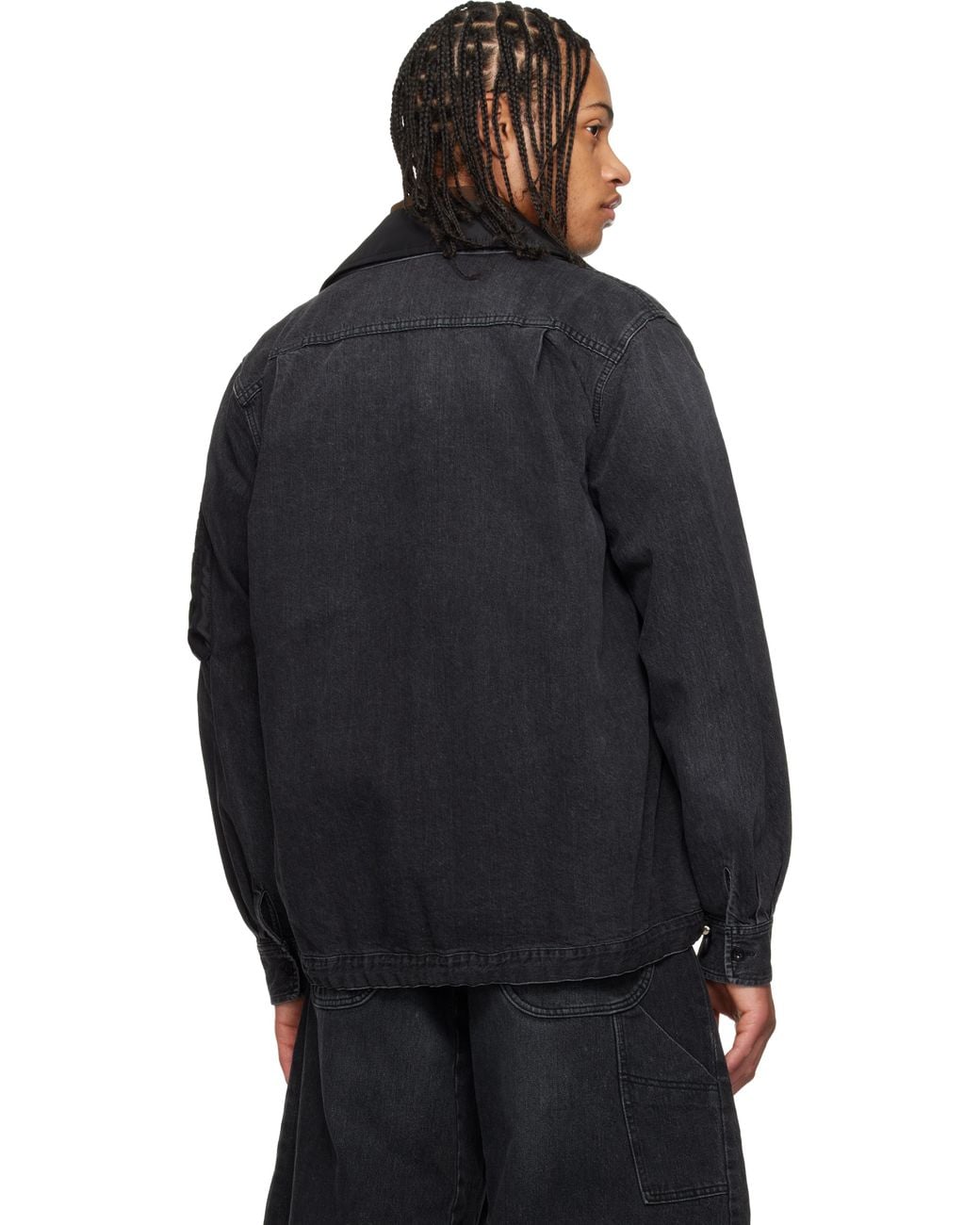 Sacai Black Nylon Twill Denim Jacket for men