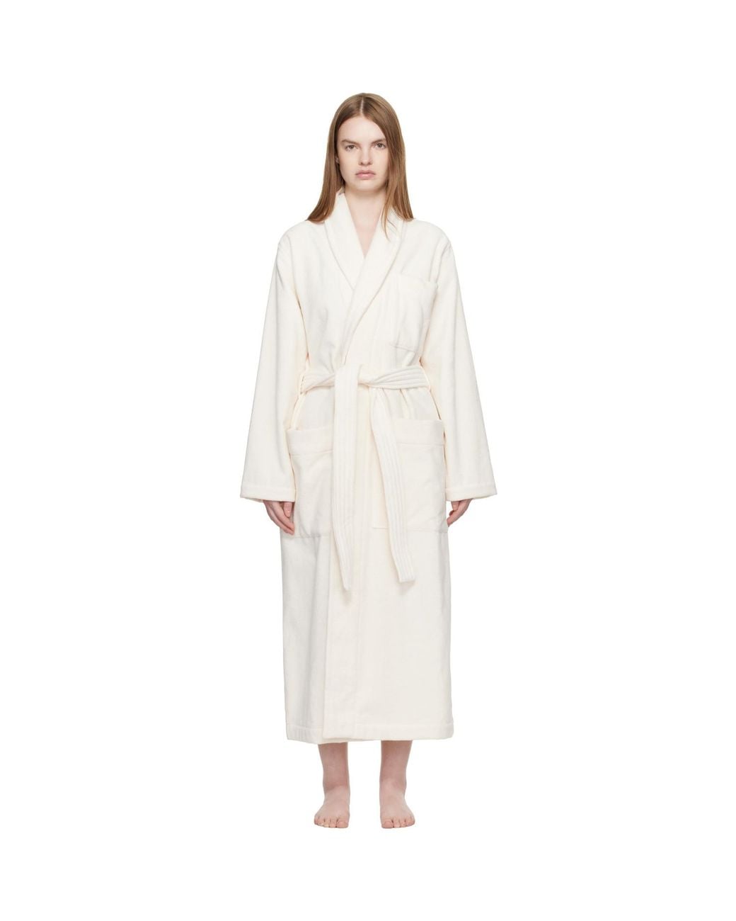 Tekla White Off Terry Classic Bathrobe