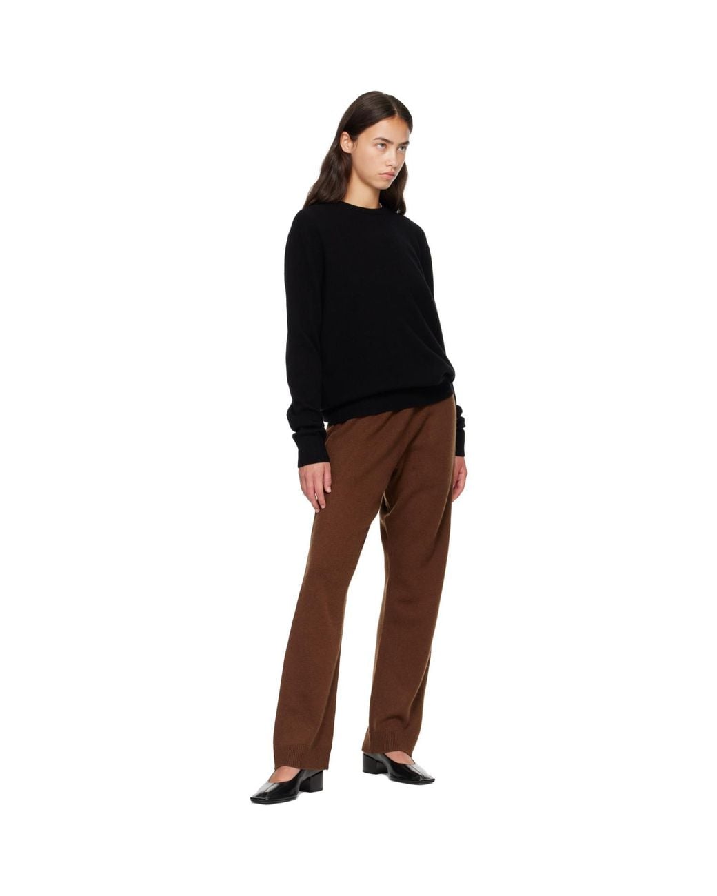 Entire studios Black Knit Cashmere Crewneck Sweater
