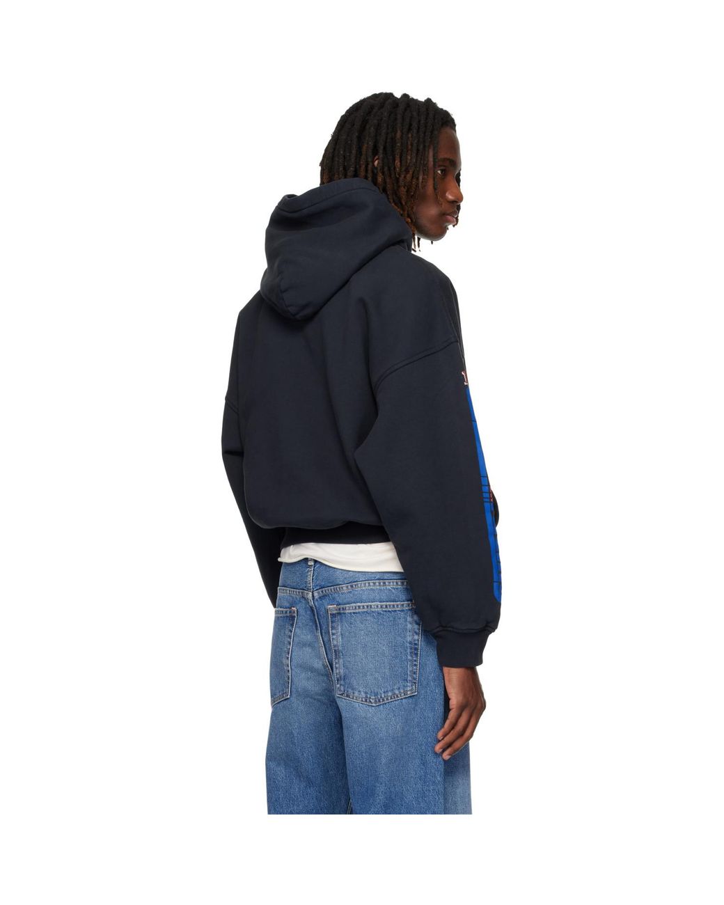 Rhude Blue Split Petrol Logo Hoodie for men