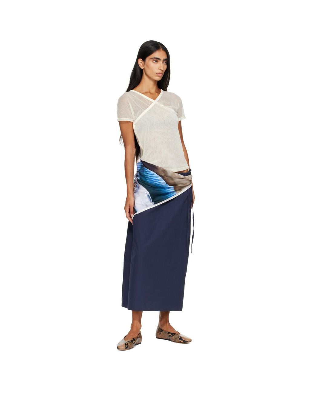 Jil Sander Blue Silk Scarf