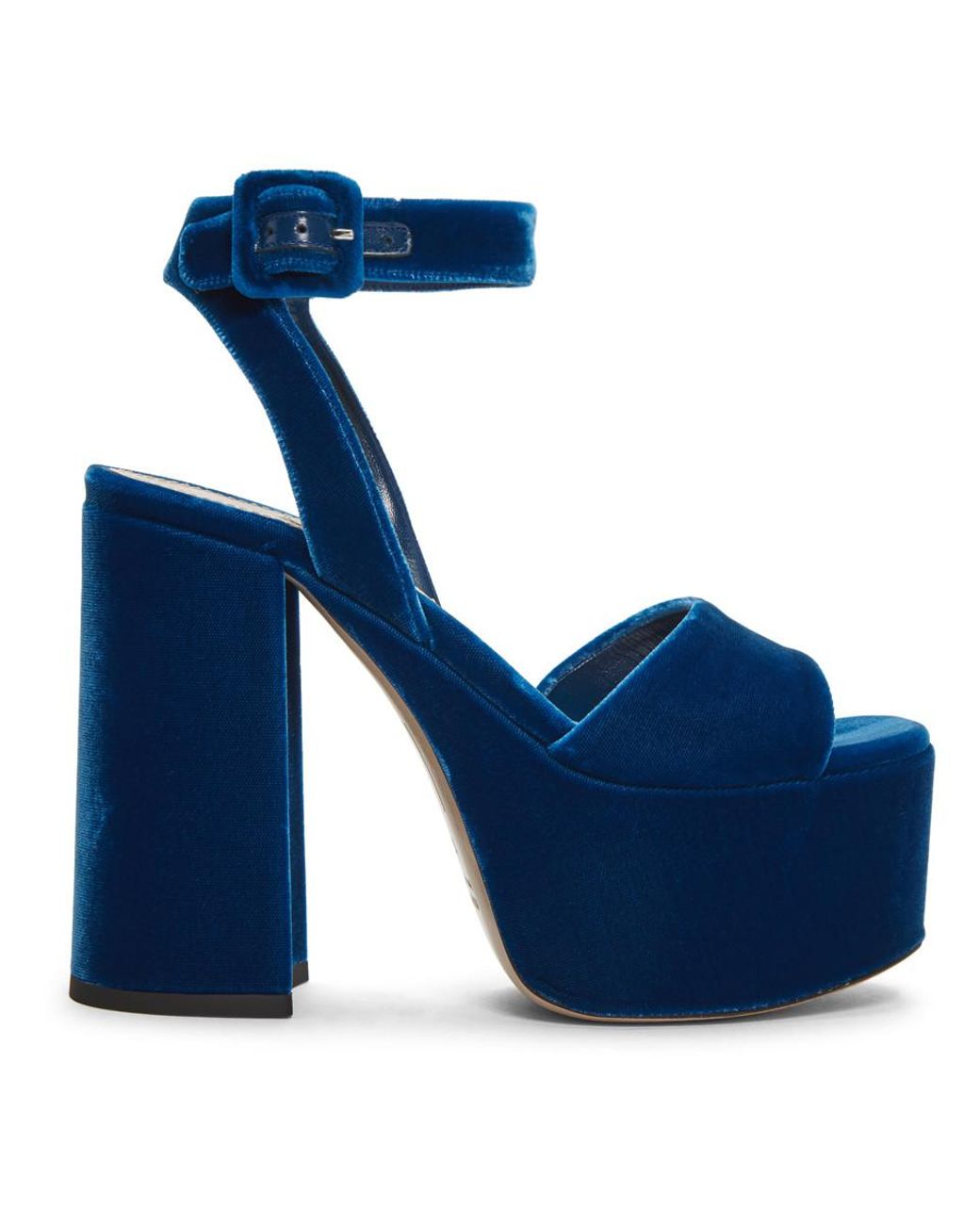 Miu Miu Blue Velvet Platform Sandals | Lyst