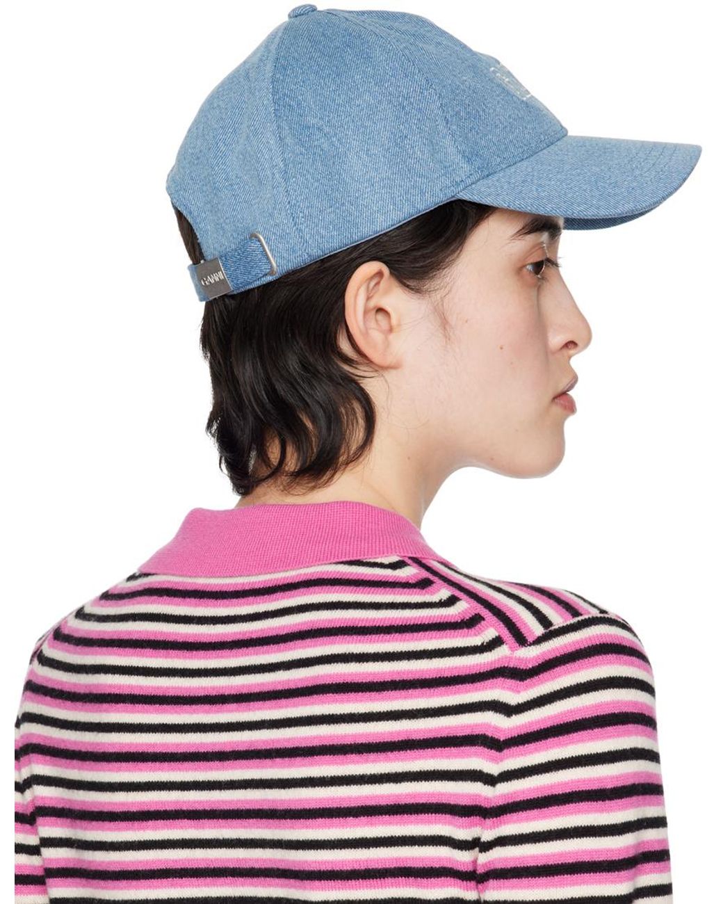 Ganni Blue Denim Cap | Lyst