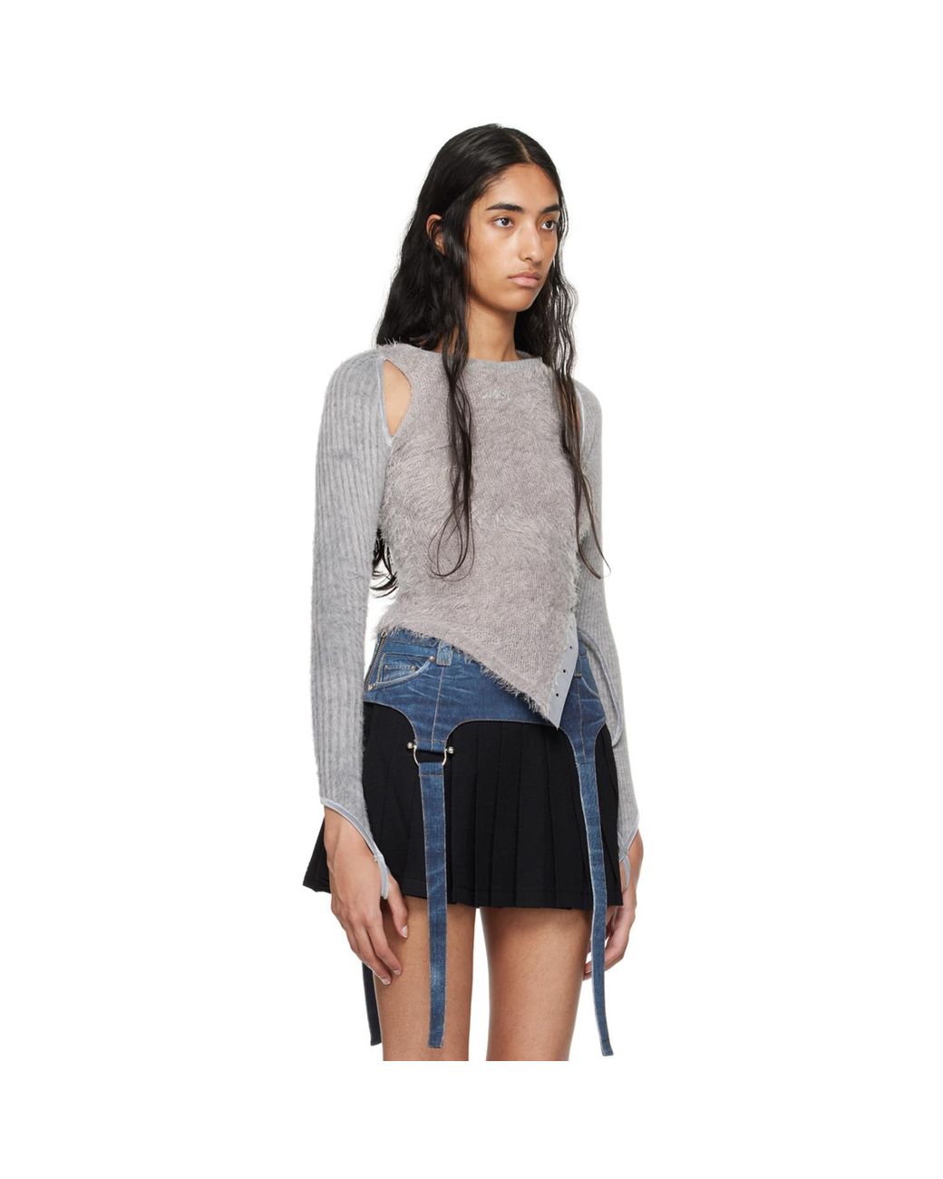 ANDERSSON BELL Black Hairy Cutout Sweater