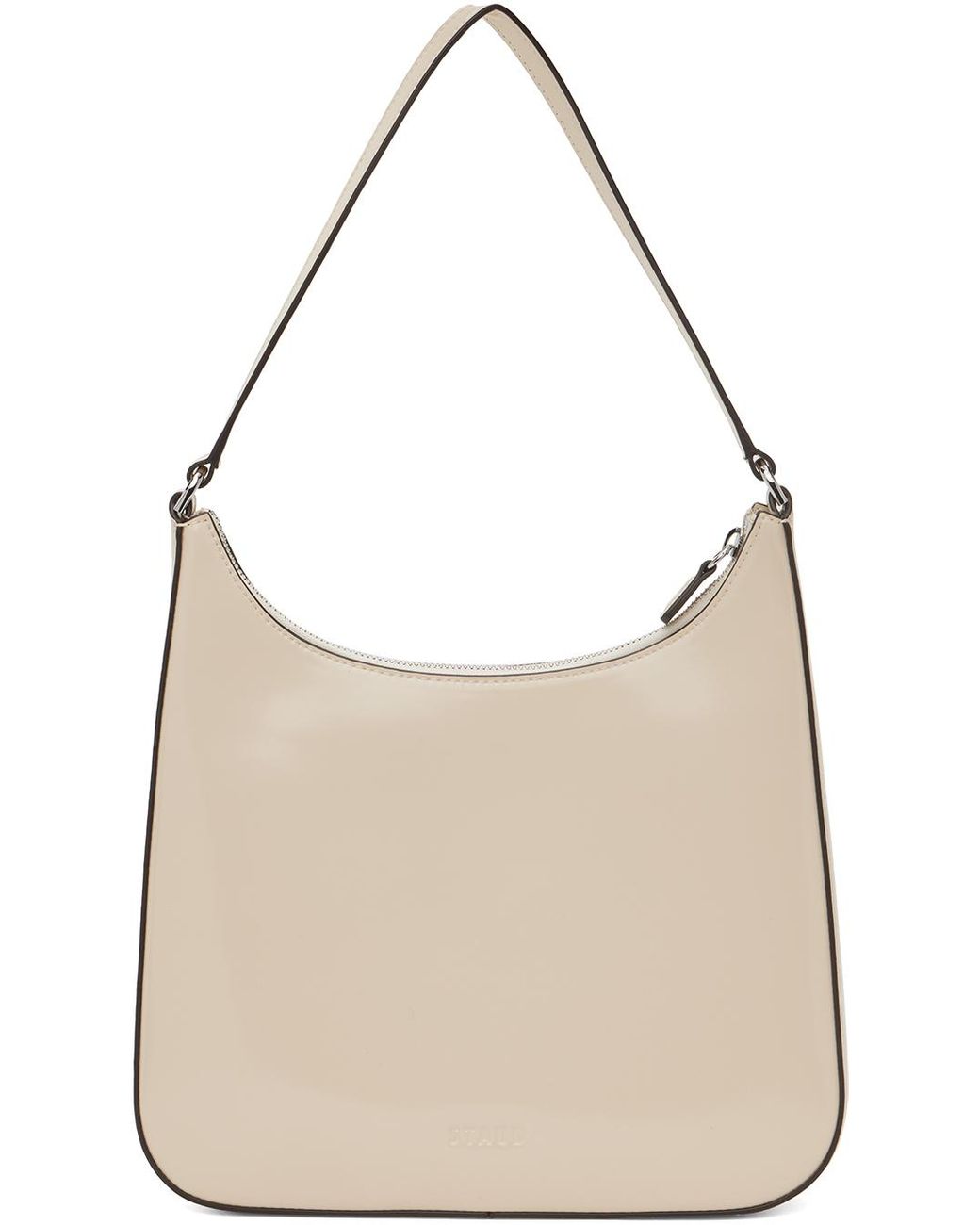 Staud Shirley Mini Snake-effect Leather Shoulder Bag In Cream Contrast