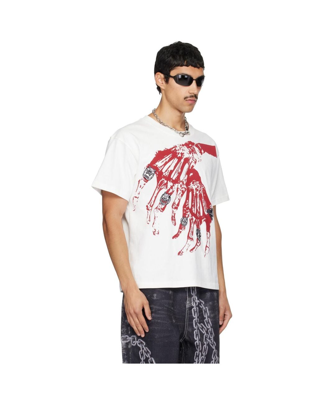 THUG CLUB Red Tc Bone Cross T-Shirt for men