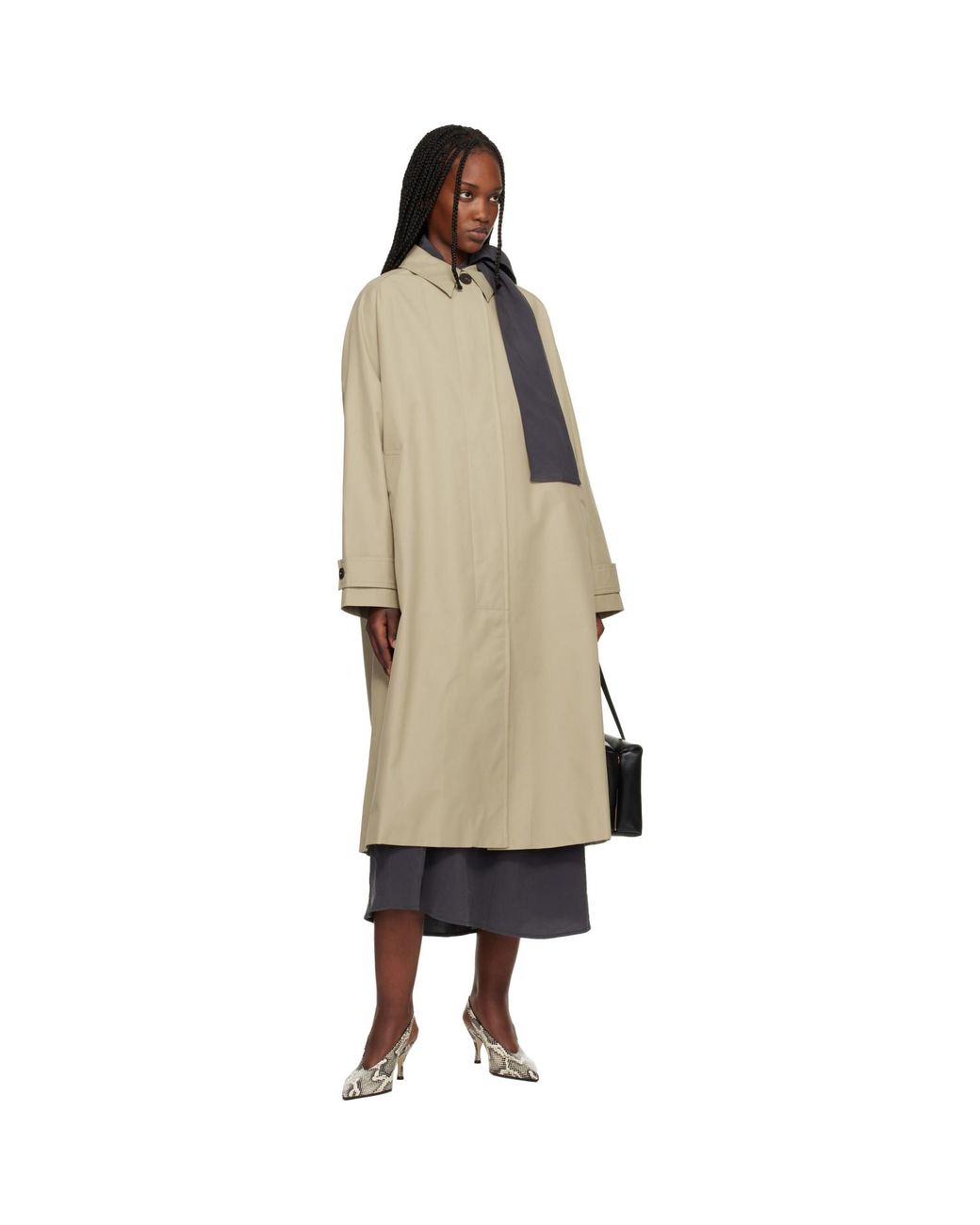 Studio Nicholson Black Holin Technical Cotton Trench Coat