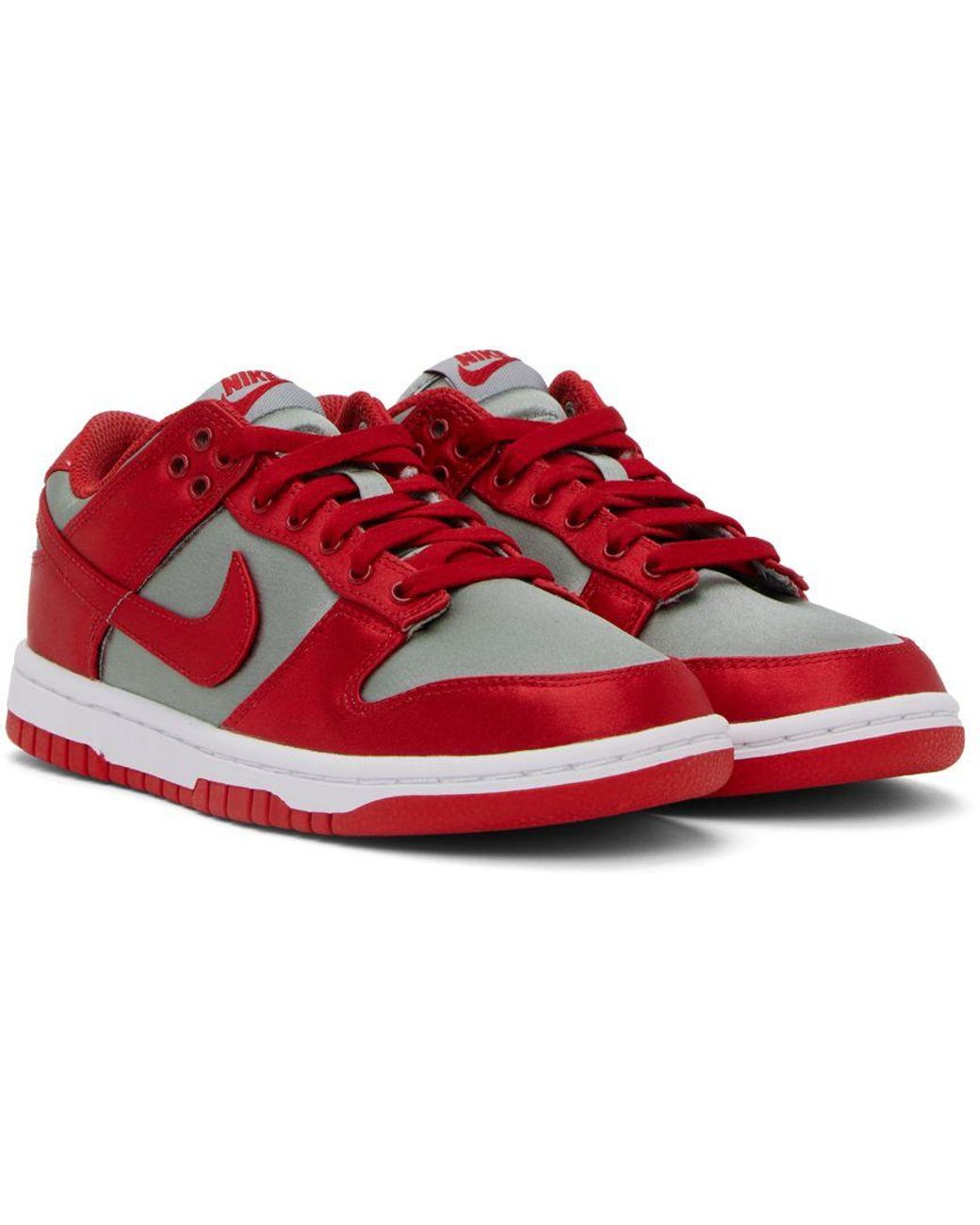Nike Gray & Red Dunk Low Sneakers | Lyst