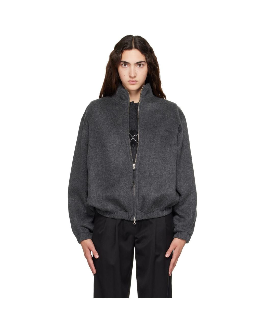 NOTHING WRITTEN Black Plaza Zip Blouson Jacket