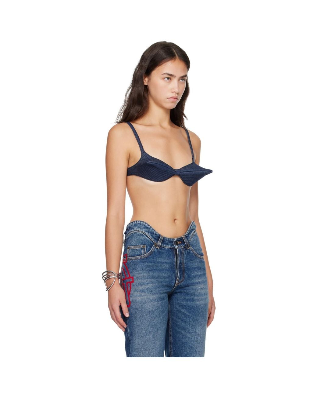 Jean Paul Gaultier Blue 'The Conical Denim' Bra