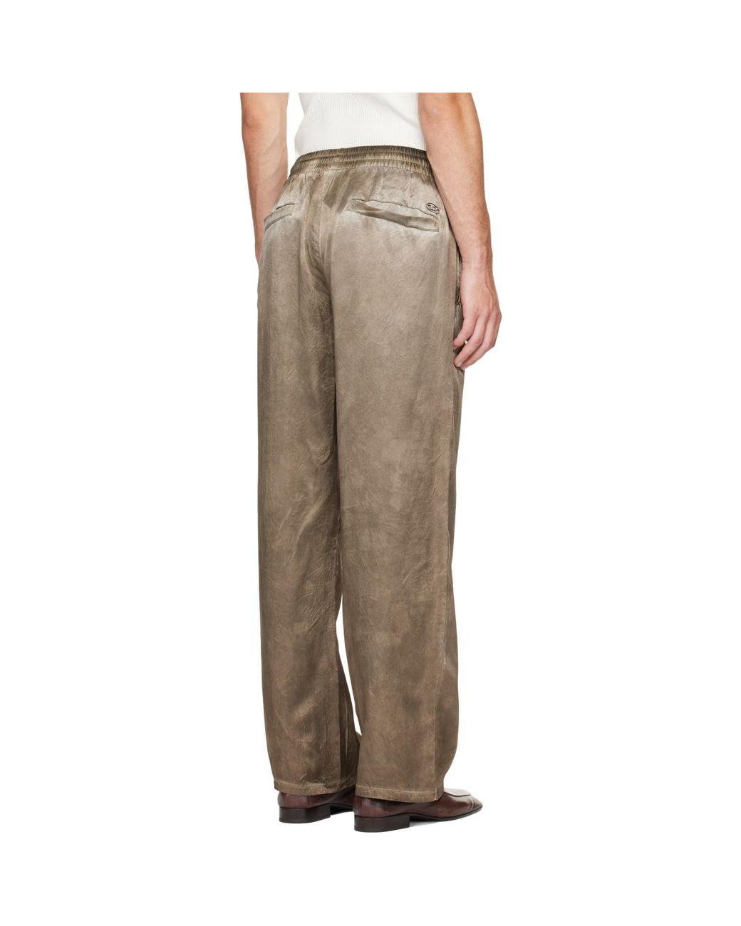 DIESEL Brown Wrinkled Satin Track Pants for men