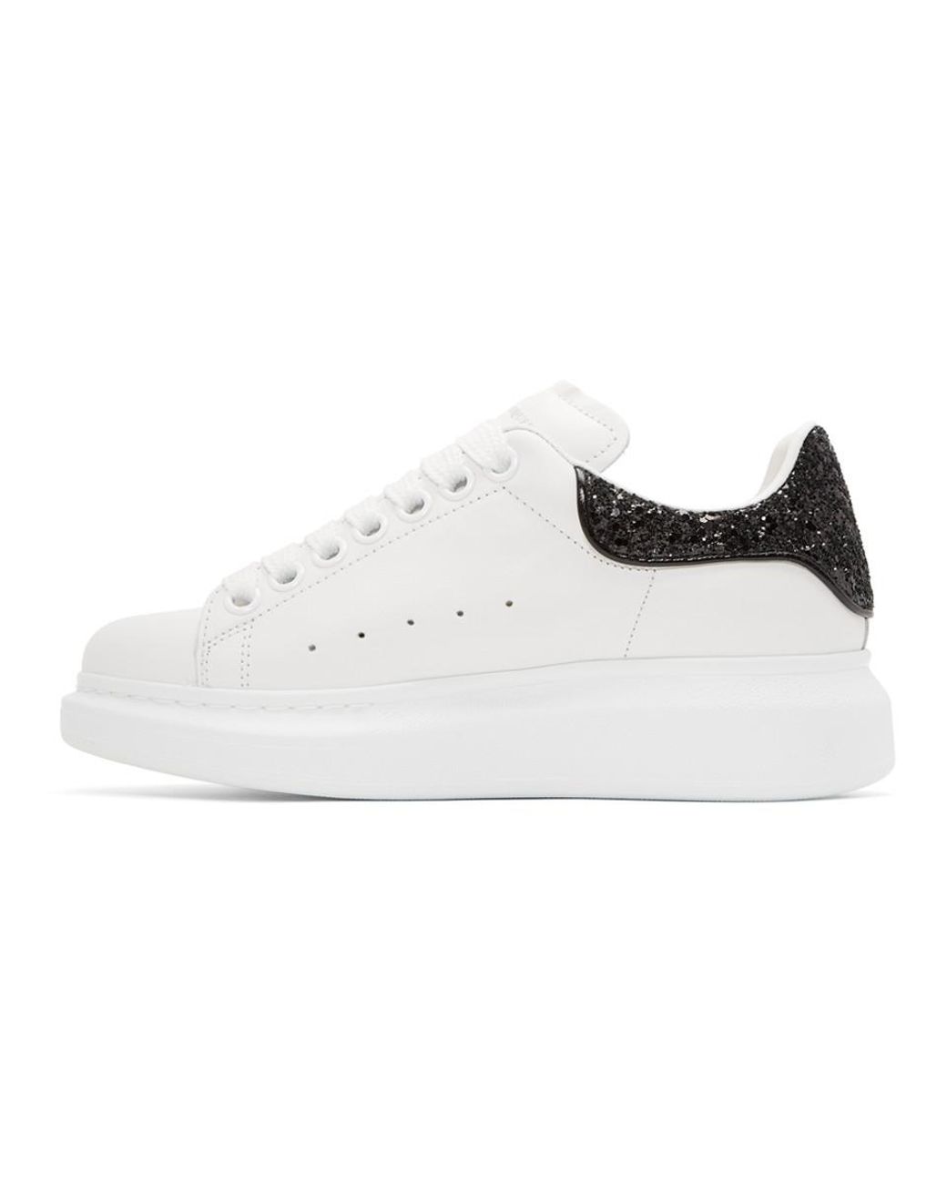 Alexander McQueen White Black Glitter Oversized Sneakers Lyst UK