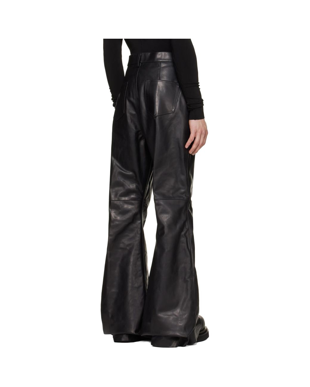 Rick Owens Black Tower Bolan Bootcut Leather Pants for men