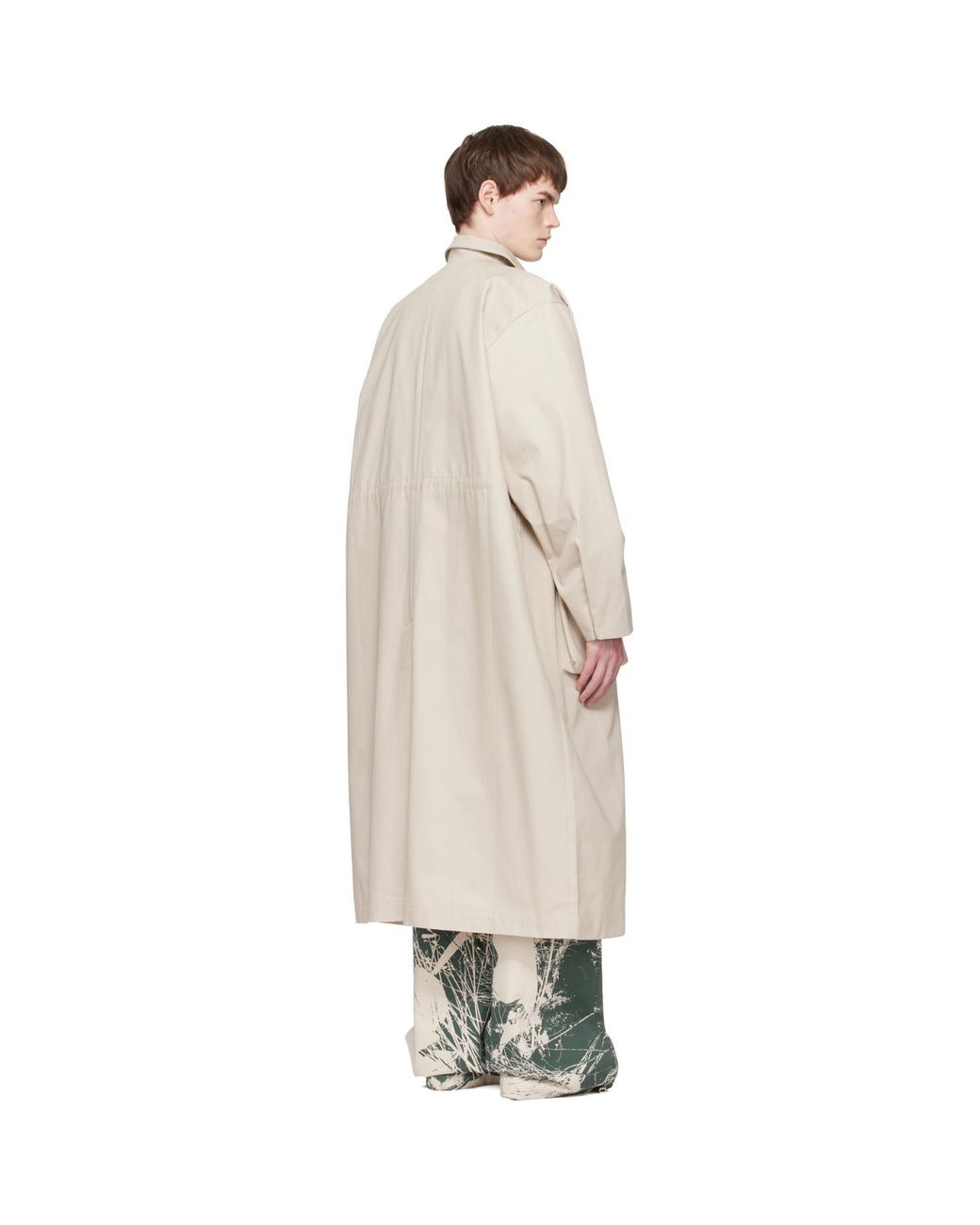 Reese Cooper Natural Cotton Herringbone Overcoat for men