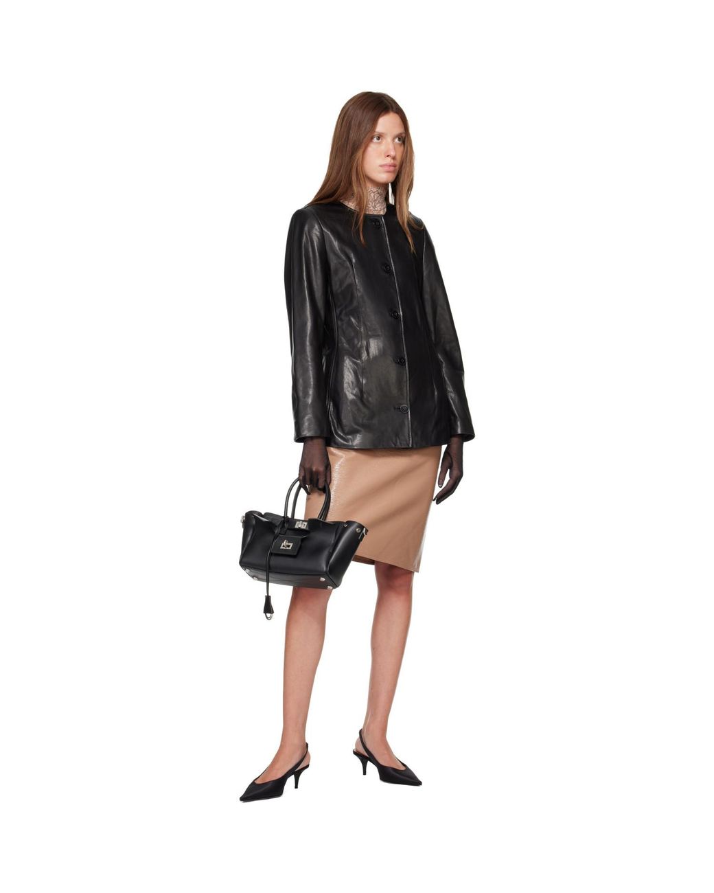 Nour Hammour Black Maud Leather Blazer