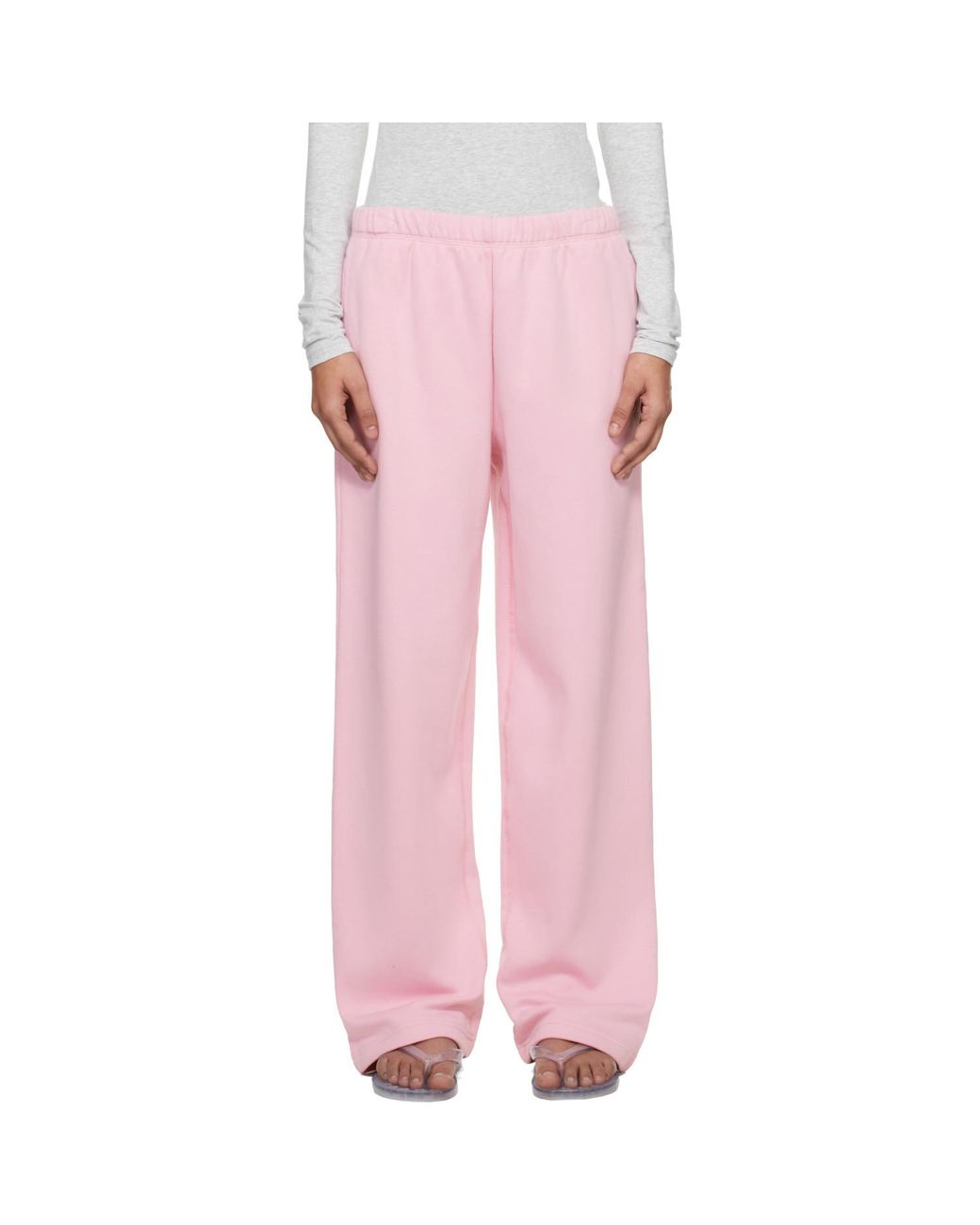 Skims Pink Cotton Fleece Classic Straight Leg Lounge Pants
