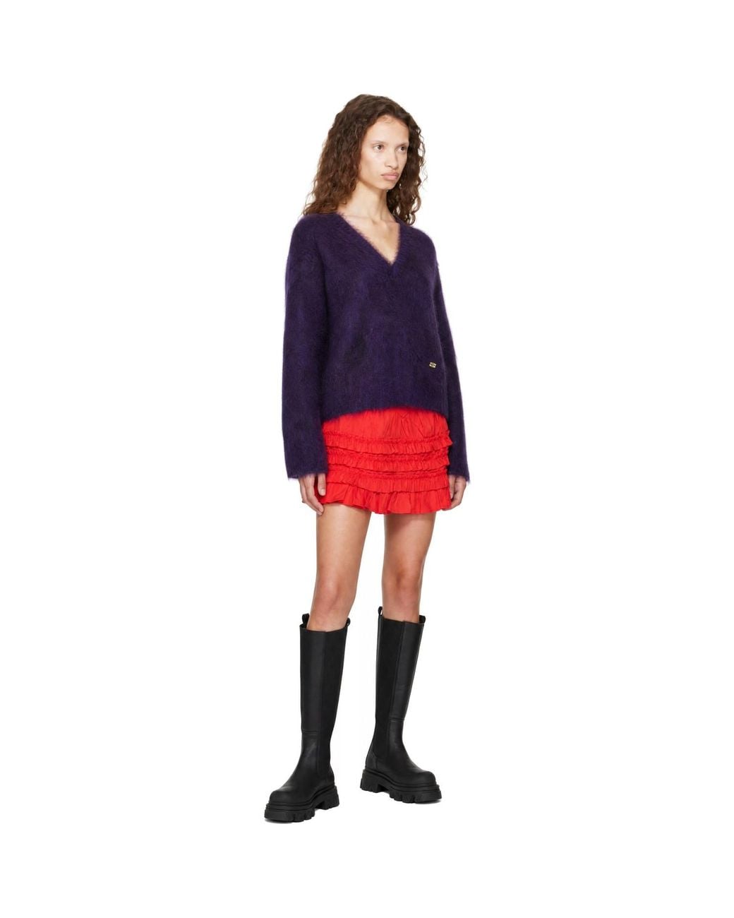Ganni Blue Brushed Mohair Sweater