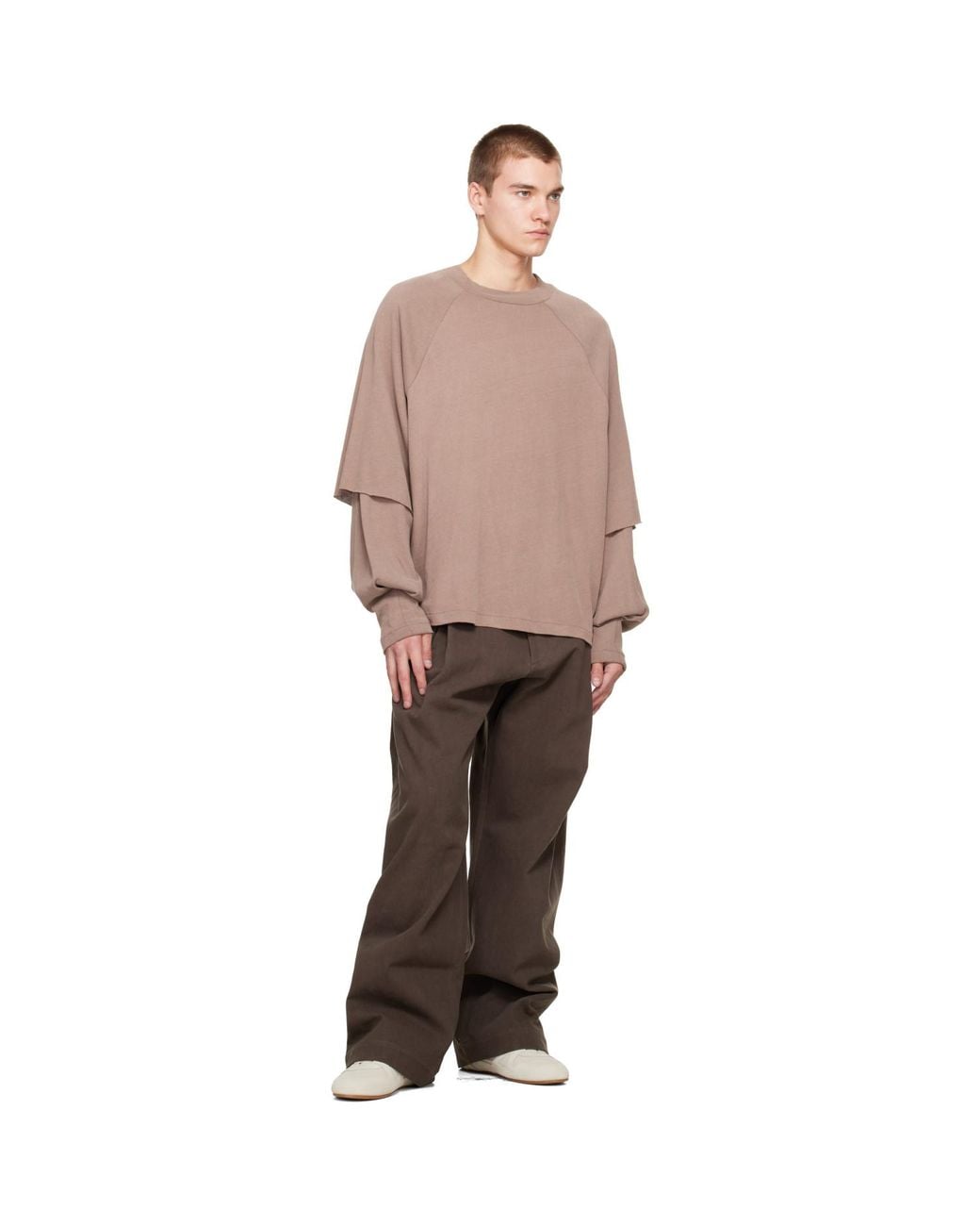 Seventh Brown Raglan Layered Longsleeve T-Shirt for men