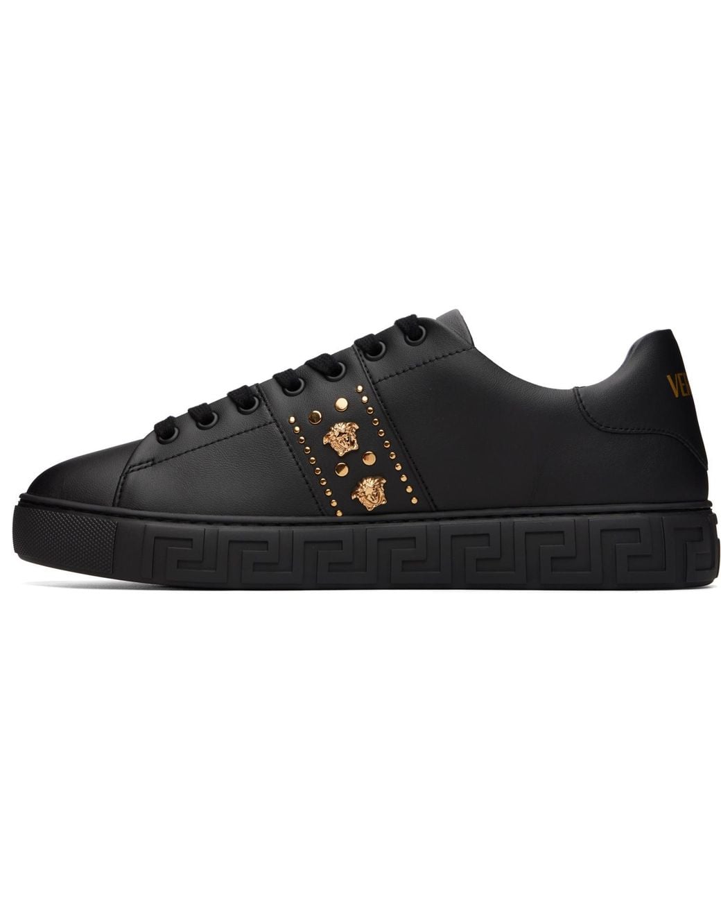 Versace Black Greca Embellished Nylon Sneakers for men