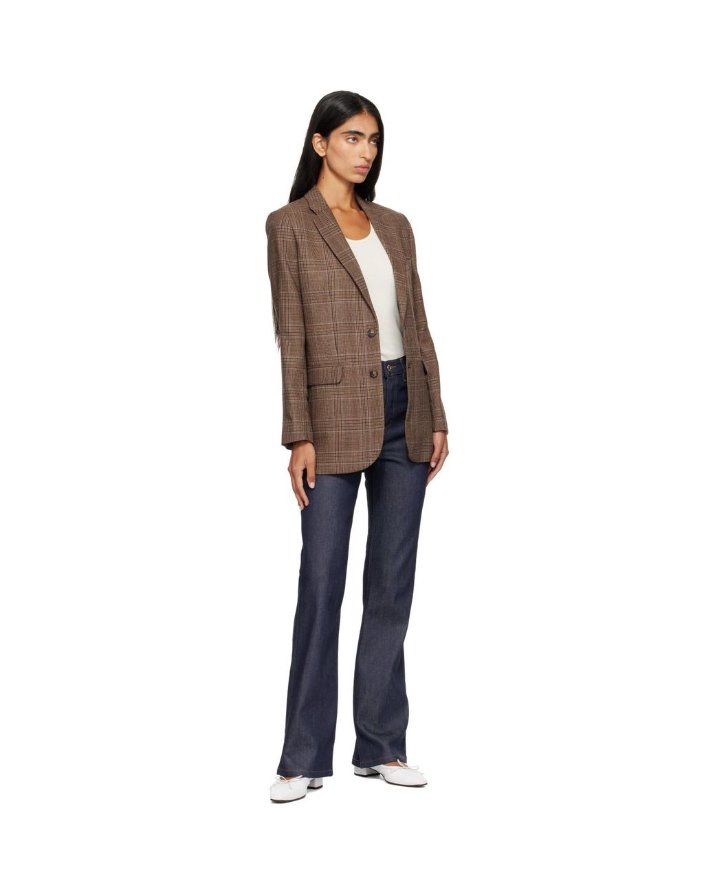 A.P.C. Brown Check Wool Blazer