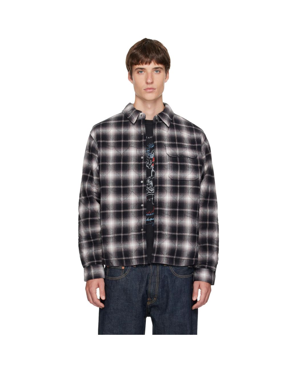 Represent Black Logo Quilted Shirt for men