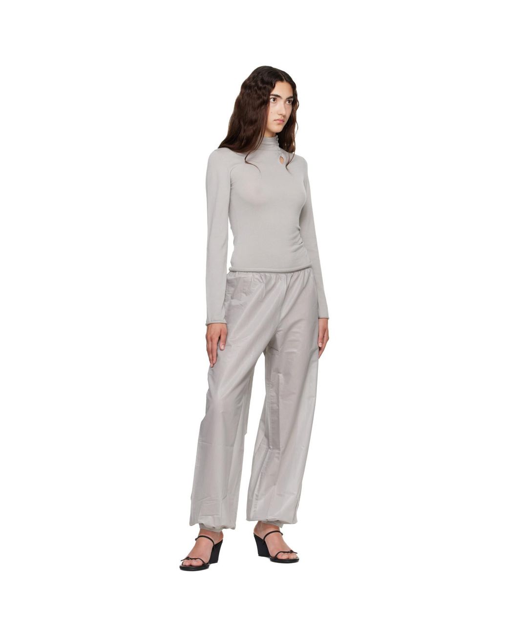 Helmut Lang Gray Button Turtleneck