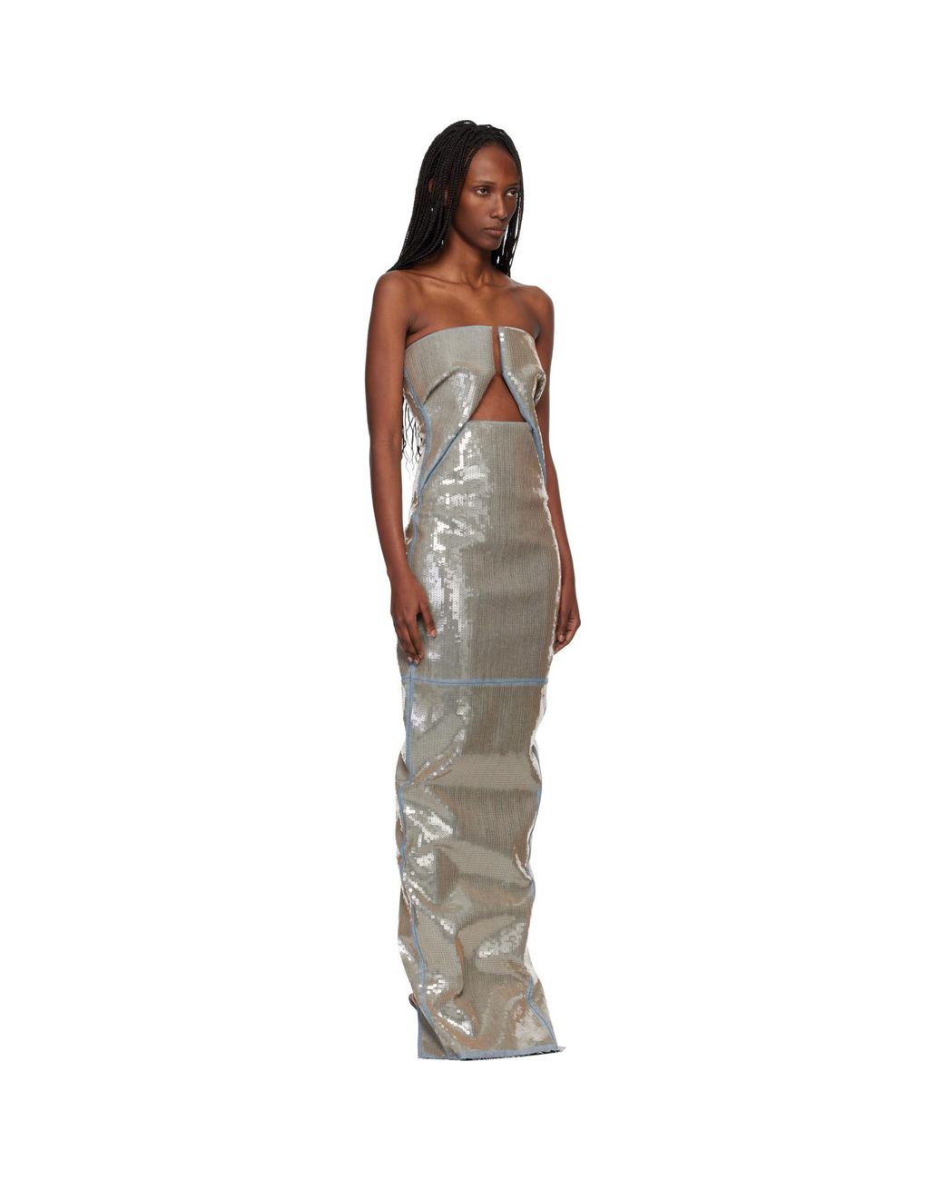 Rick Owens Black Temple Prong Denim Maxi Dress