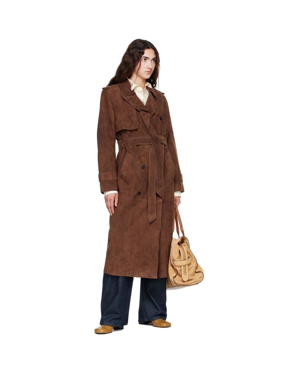 Mackage Brown Gael-Su Maxi Suede Trench Coat