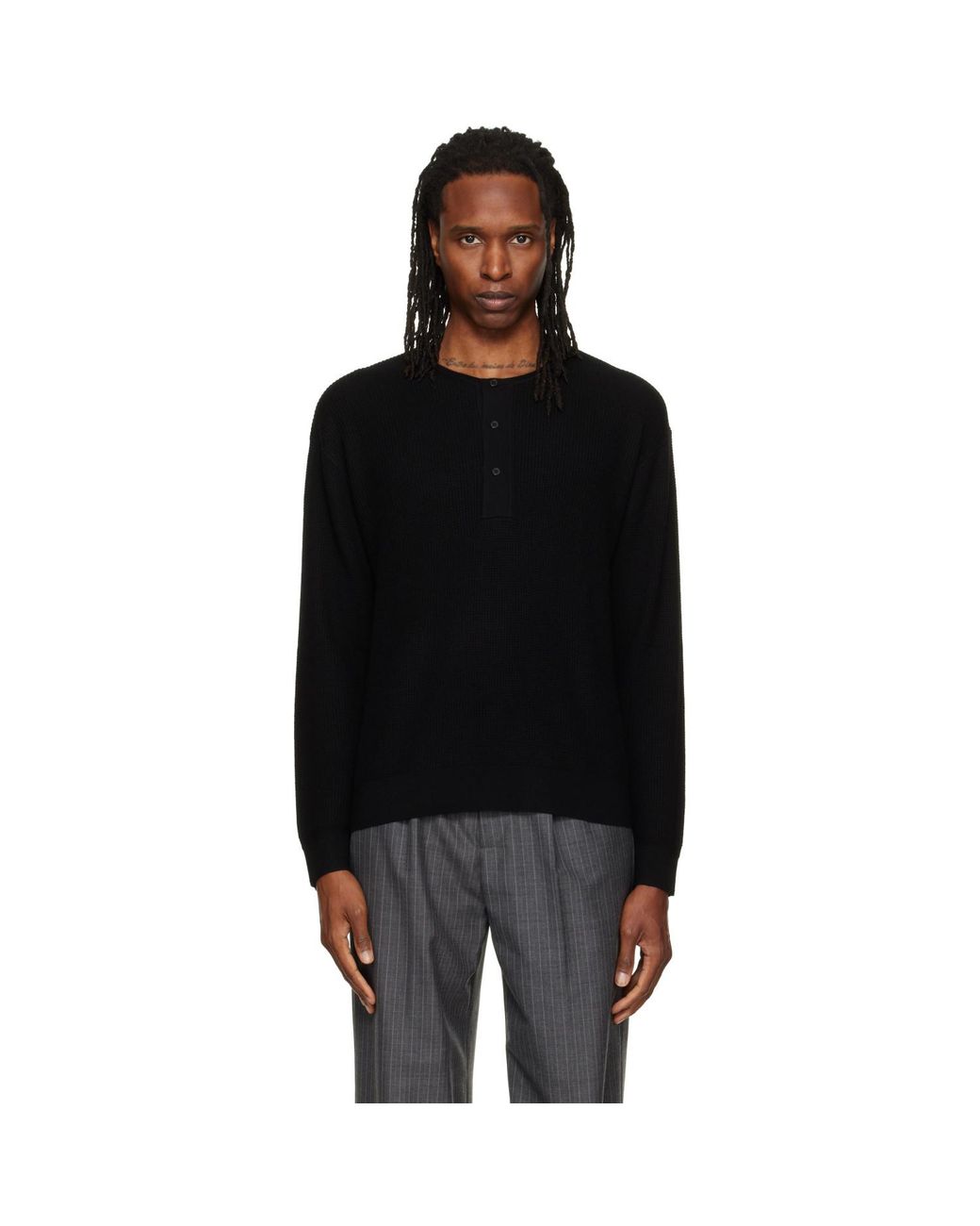 Studio Nicholson Black Corine Knit Henley for men