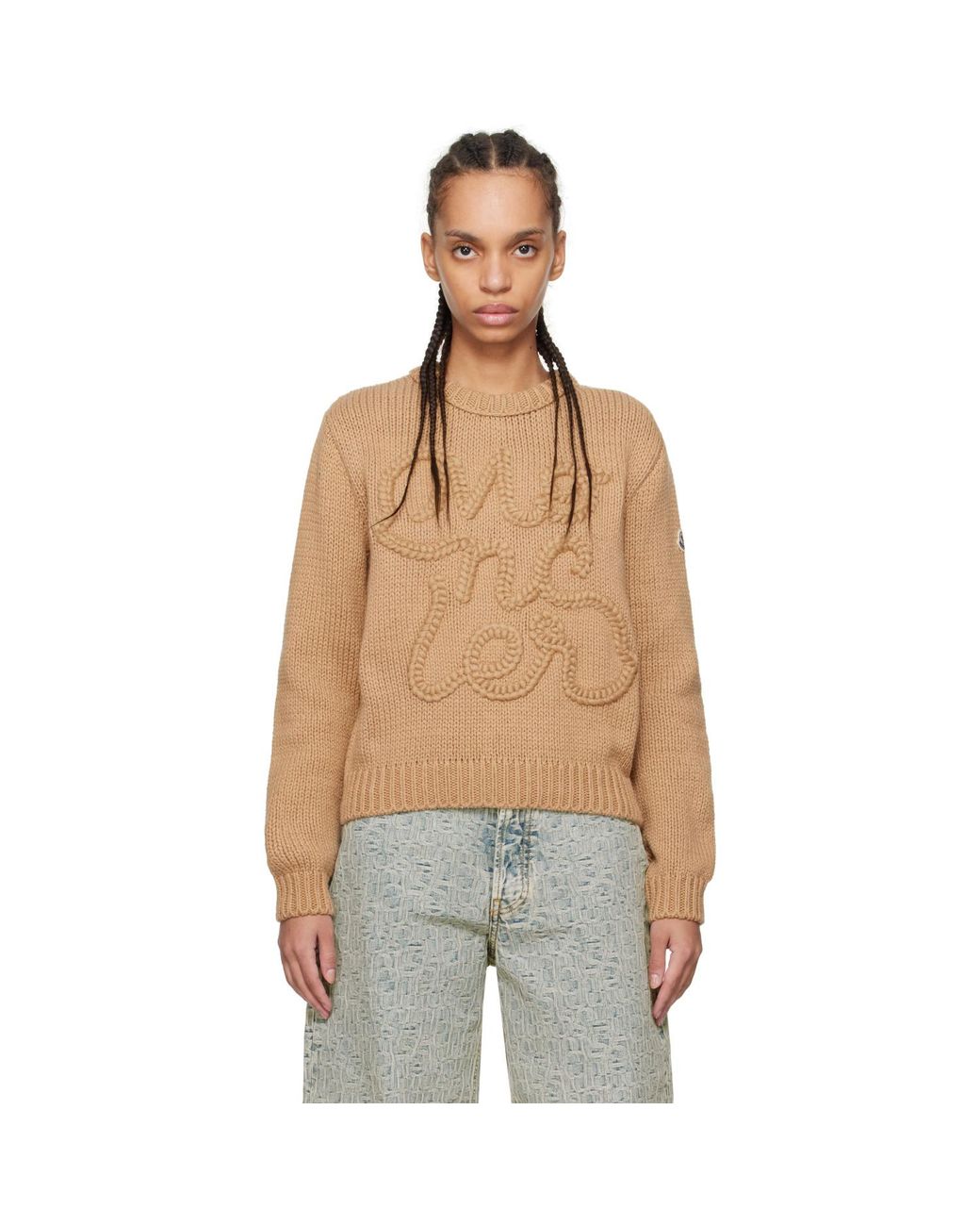 Moncler Blue Embroidered Logo Cotton Sweater